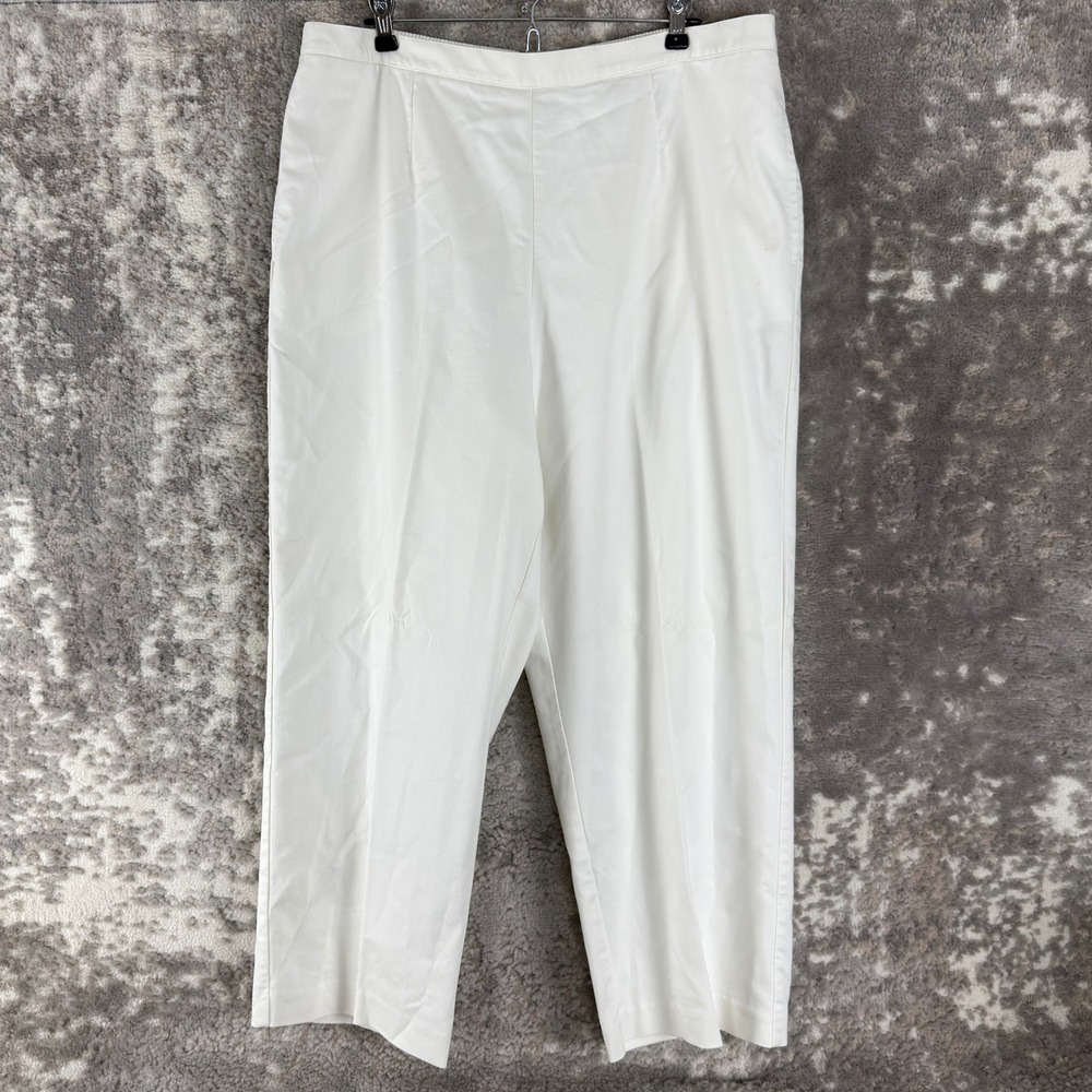 Alfred Dunner Size 18 Elastic Waist Pull On Casual Trousers Pants White Women